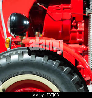 Part of diesel vintage tractor. Side view Stock Photo