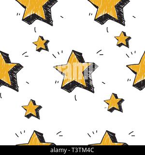 Stars seamless pattern. Vector illustration. Hand drawn sketched doodle stars symbols. Stock Vector