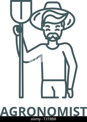 Agronomist line icon, vector. Agronomist outline sign, concept symbol, flat illustration Stock Vector