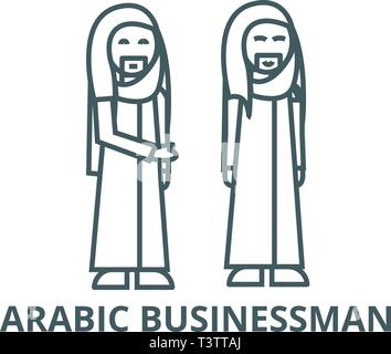 Arabic businessman line icon, vector. Arabic businessman outline sign, concept symbol, flat illustration Stock Vector