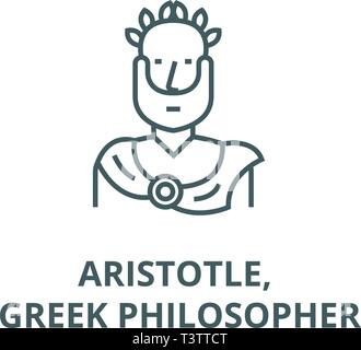 Aristotle, greek philosopher line icon, vector. Aristotle, greek philosopher outline sign, concept symbol, flat illustration Stock Vector