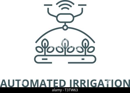 Automated irrigation line icon, vector. Automated irrigation outline sign, concept symbol, flat illustration Stock Vector