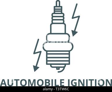 Automobile ignition line icon, vector. Automobile ignition outline sign, concept symbol, flat illustration Stock Vector