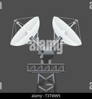Realistic 3d Satellite dish isolated. Vector illustration. Stock Vector