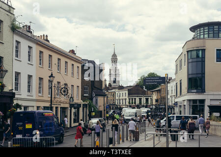 London, UK - July 23, 2018: Greenwich Church Street and St Alfege Church on the background, London, UK Stock Photo