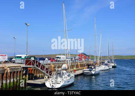Yachts moored in harbour, Lerwick, Shetland, Northern Isles, Scotland, United Kingdom Stock Photo