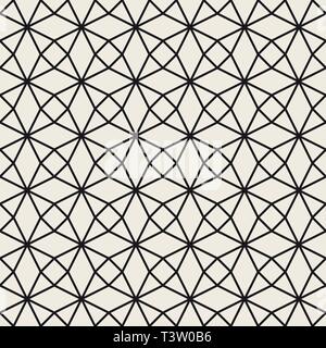 Vector seamless pattern. Repeating abstract background. Black and white geometric lattice. Modern stylish lace texture. Stock Vector