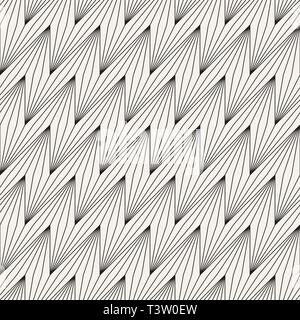 Vector seamless pattern. Geometric striped ornament. Optical illusion thin lines background. Stock Vector