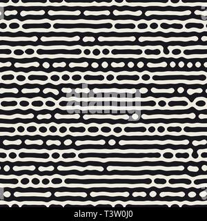 Vector seamless pattern. Monochrome organic shapes texture. Abstract rounded messy lines stylish background. Stock Vector