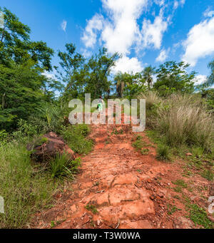 Woman on the Cerro Koi at Aregua in Paraguay Stock Photo