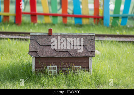 SAINT PETERSBURG, RUSSIA - AUGUST 31, 2017 Small house in the grass Stock Photo