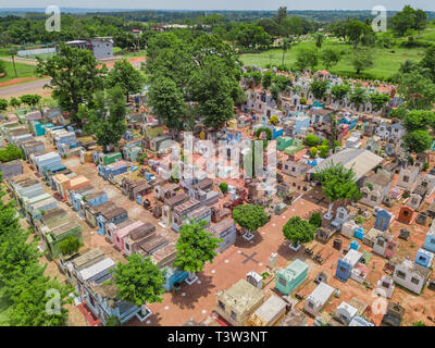 Cemetery with aboveground tombs in Mbocayaty del Guaira - Paraguay Stock Photo