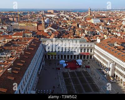 Aerial view over Venice in Italy with st. Mark place Stock Photo