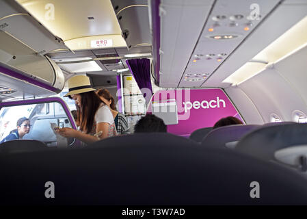 Peach flight from Kansai Airport to Ishigaki in Okinawa, Japan Stock Photo