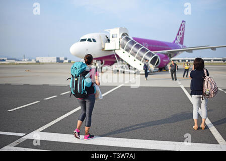 Peach flight from Kansai Airport to Ishigaki in Okinawa, Japan Stock Photo