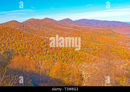 Fall Colors in a Mountain Vista on the Blue Ridge Parkway in North Carolina Stock Photo