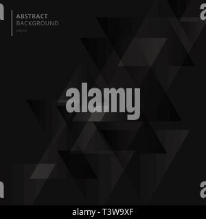 Abstract technology black geometric triangles shape overlapping background. Vector illustration Stock Vector