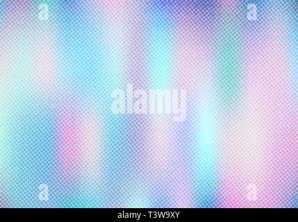 Abstract smoot blurred holographic gradient background with halftone texture effect. Hologram  Luxury trendy tender pearlescent. Vector illustration Stock Vector