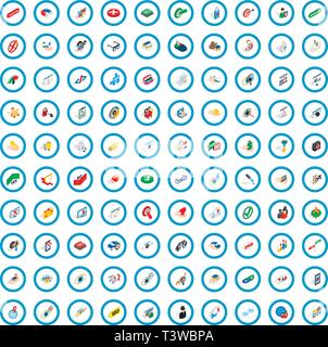 100 solution icons set, isometric 3d style Stock Vector