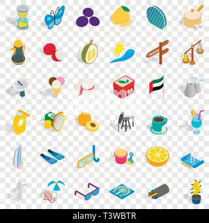 Emirates icons set, isometric style Stock Vector