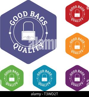 Quality bags icons vector hexahedron Stock Vector
