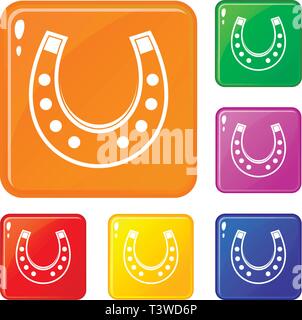 Horseshoe icons set vector color Stock Vector