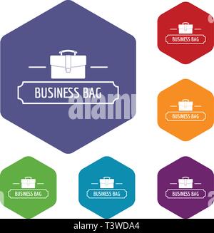 Business bags icons vector hexahedron Stock Vector