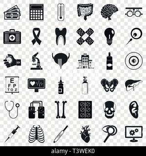 Diagnostic icons set, simple style Stock Vector