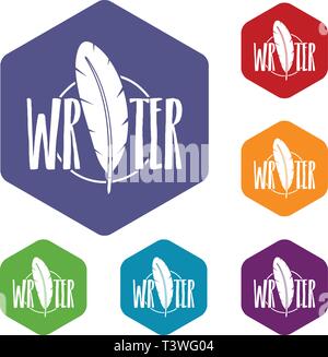Writing pen icons vector hexahedron Stock Vector