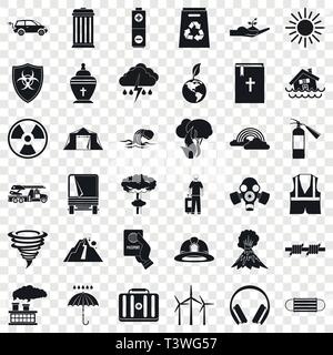Disaster icons set, simple style Stock Vector