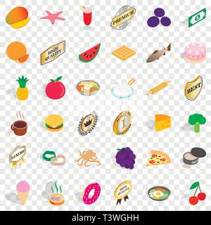 Dish icons set, isometric style Stock Vector