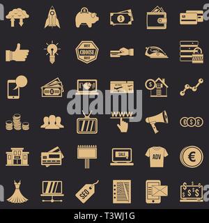 Buy in internet icons set, simple style Stock Vector