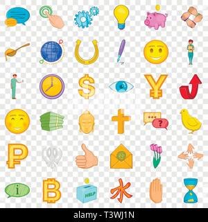 Donation icons set, cartoon style Stock Vector