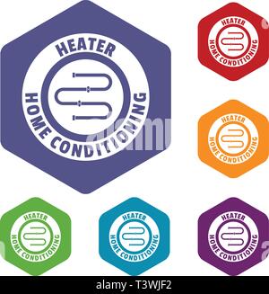 Metal heater icons vector hexahedron Stock Vector