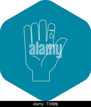 Bleeding human thumb icon, outline style Stock Vector