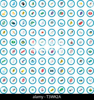 100 signpost icons set, isometric 3d style Stock Vector