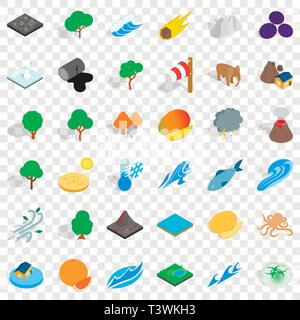 Earth icons set, isometric style Stock Vector