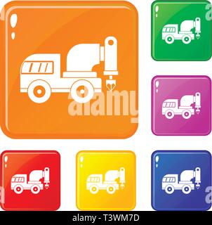 Drilling machine icons set vector color Stock Vector
