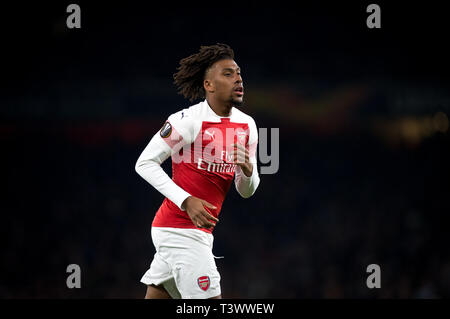 London, UK. 11th Apr, 2019. Alex Iwobi of Arsenal during the UEFA Europa League match between Arsenal and S.S.C Napoli at the Emirates Stadium, London, England on 11 April 2019. Photo by Andy Rowland. Credit: PRiME Media Images/Alamy Live News Stock Photo