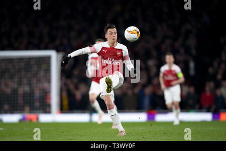 London, UK. 11th Apr, 2019. Mesut Ozil of Arsenal during the UEFA Europa League match between Arsenal and S.S.C Napoli at the Emirates Stadium, London, England on 11 April 2019. Photo by Andy Rowland. Credit: PRiME Media Images/Alamy Live News Stock Photo