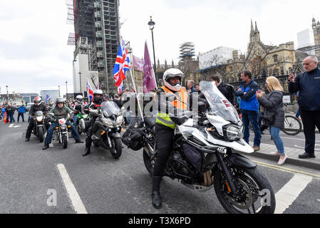 London, UK. 12th Apr 2019. Thousands of bikers take part in a rally called 'Rolling Thunder' in central London in support of 'Soldier F, a 77-year-old Army veteran who faces charges of murder after killing two civil rights demonstrators in Londonderry, Northern Ireland, in 1972, on what became known as Bloody Sunday. Credit: Stephen Chung/Alamy Live News Stock Photo