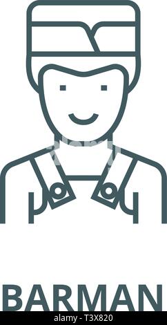 Barman line icon, vector. Barman outline sign, concept symbol, flat illustration Stock Vector