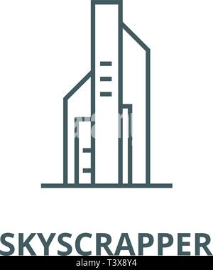 Big skyscrapper line icon, vector. Big skyscrapper outline sign, concept symbol, flat illustration Stock Vector