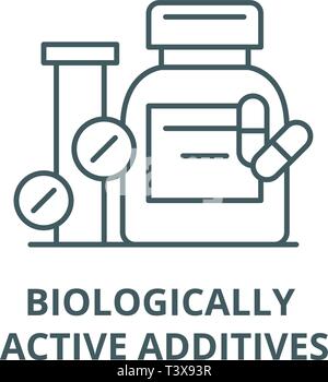 Biologically active additives line icon, vector. Biologically active additives outline sign, concept symbol, flat illustration Stock Vector
