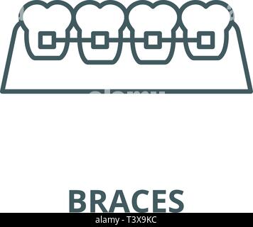 Braces line icon, vector. Braces outline sign, concept symbol, flat illustration Stock Vector
