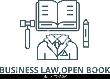 Business law,open book line icon, vector. Business law,open book outline sign, concept symbol, flat illustration Stock Vector