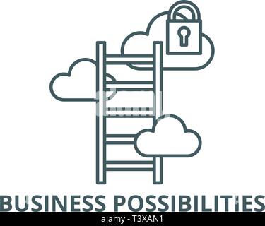 Business possibilities line icon, vector. Business possibilities outline sign, concept symbol, flat illustration Stock Vector