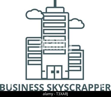 skyscrapper icon, black vector sign with editable strokes, concept ...