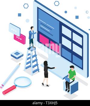 Modern flat design isometric concept of Web Development Stock Vector
