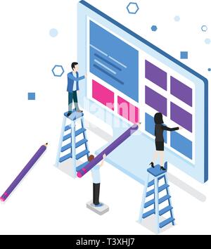 Modern flat design isometric concept of Web Development Stock Vector